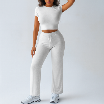 SNWY Women’s Two Piece Lounge Set – Soft Short Sleeve Top & Pants | Casual Loungewear Outfit