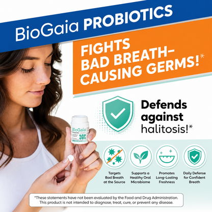 BioGaia Fresh Breath Dental Probiotic Lozenges with Zinc