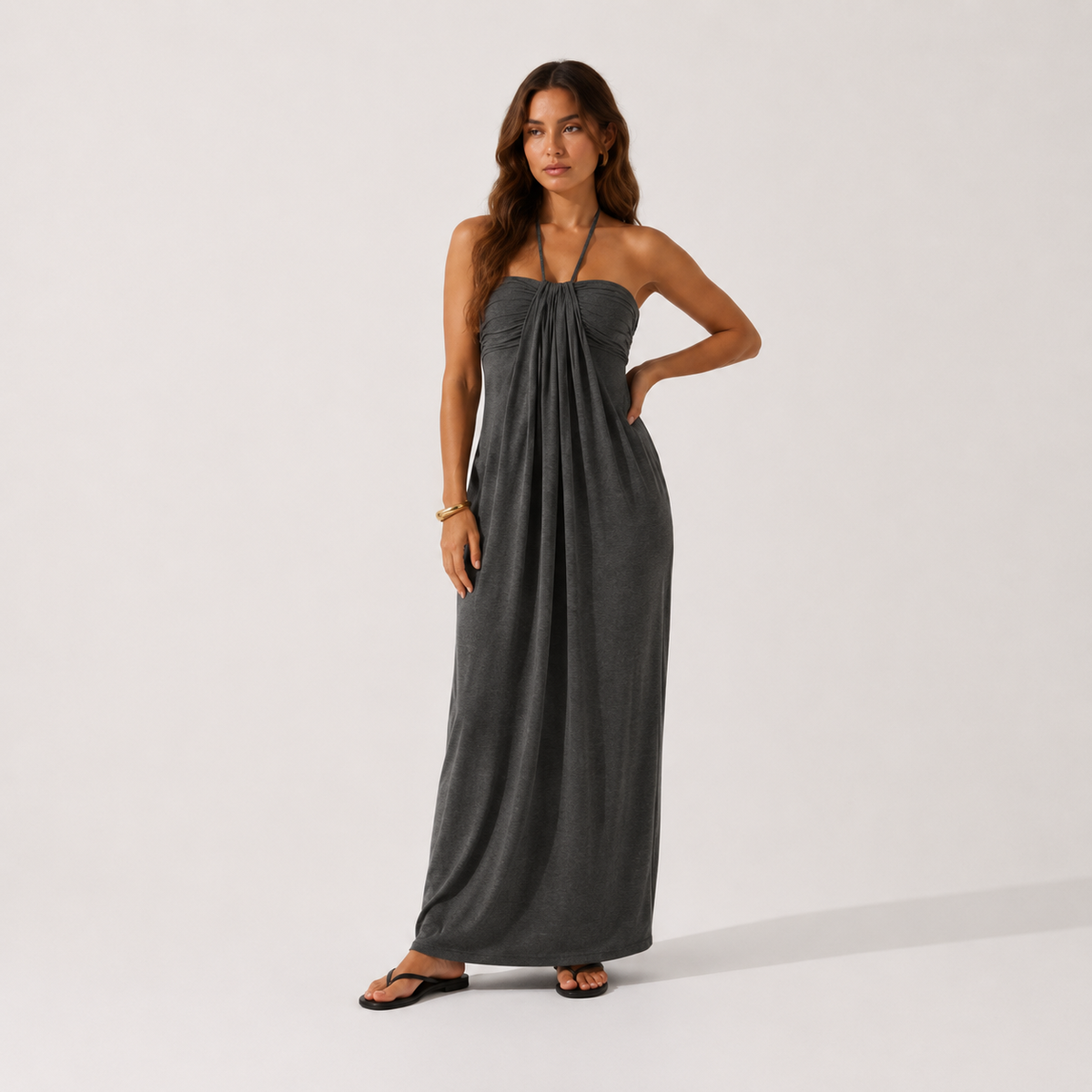 TRUEMADE™ Halter Tie Back Maxi Dress with Pockets