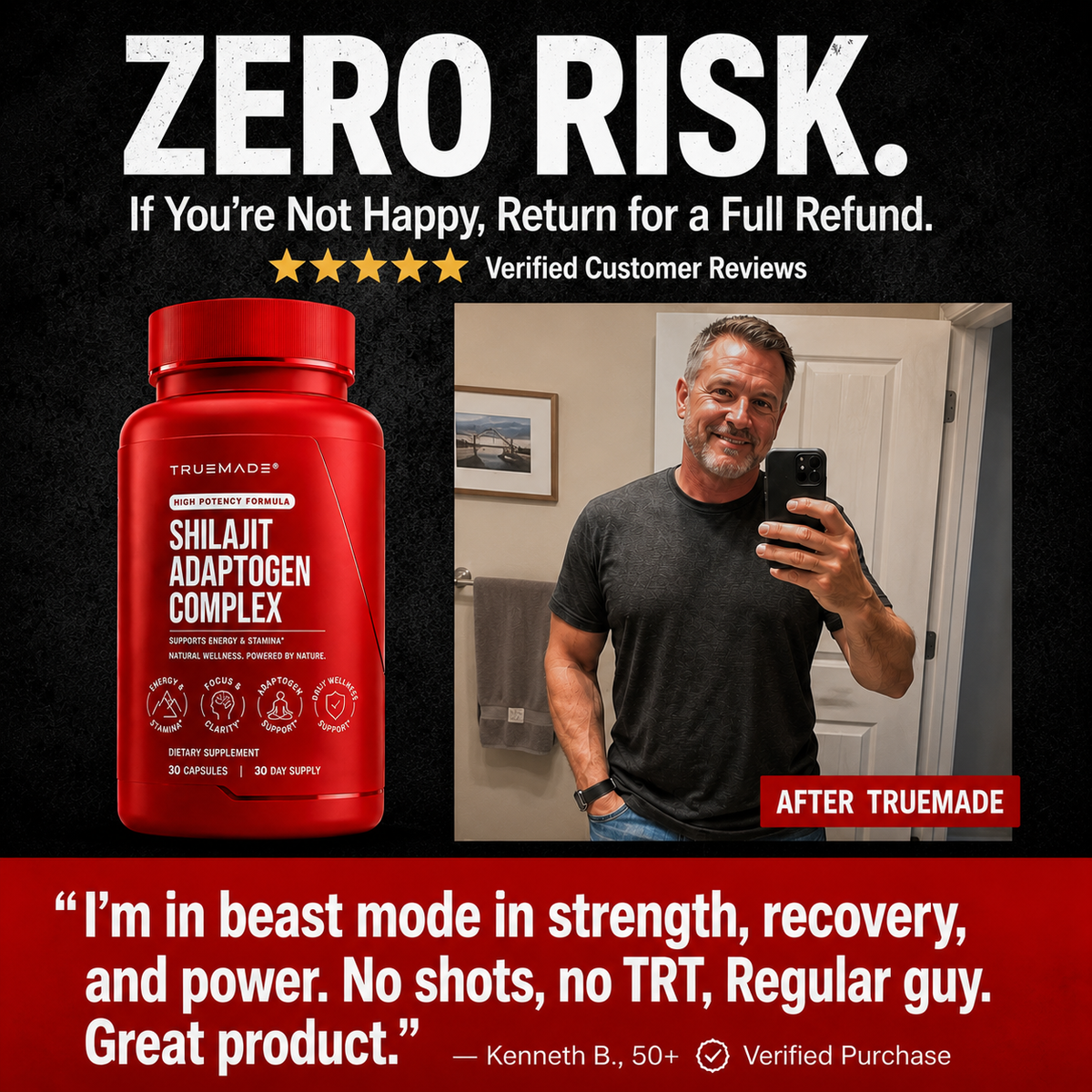 TrueMade® Shilajit Complex — Energy, Focus, Stress Balance & Mental Clarity Formula