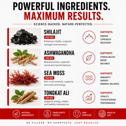 TrueMade® Shilajit Complex — Energy, Focus, Stress Balance & Mental Clarity Formula