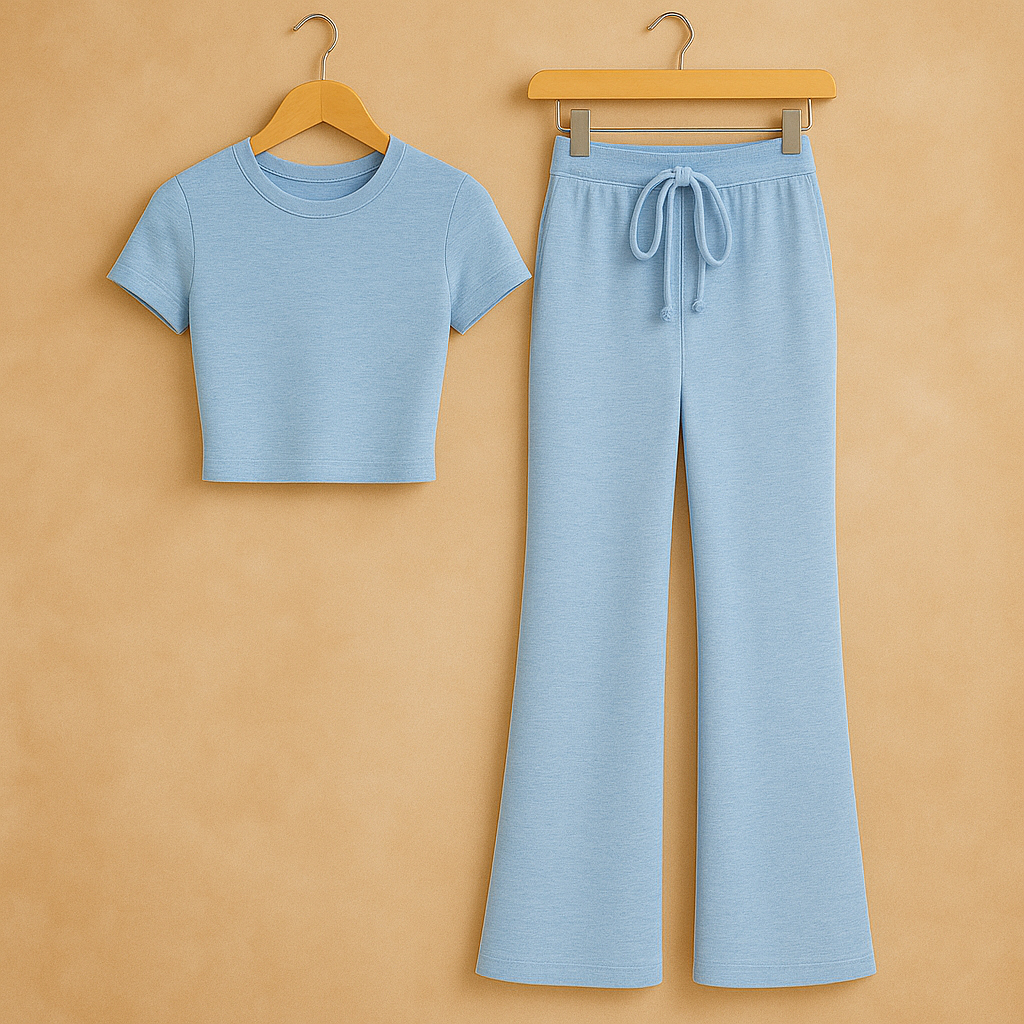 SNWY Women’s Two Piece Lounge Set – Soft Short Sleeve Top & Pants | Casual Loungewear Outfit