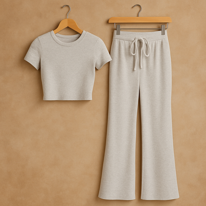 SNWY Women’s Two Piece Lounge Set – Soft Short Sleeve Top & Pants | Casual Loungewear Outfit