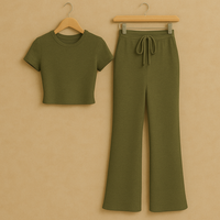 SNWY Women’s Two Piece Lounge Set – Soft Short Sleeve Top & Pants | Casual Loungewear Outfit