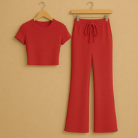 SNWY Women’s Two Piece Lounge Set – Soft Short Sleeve Top & Pants | Casual Loungewear Outfit