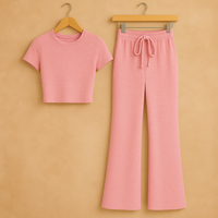 SNWY Women’s Two Piece Lounge Set – Soft Short Sleeve Top & Pants | Casual Loungewear Outfit