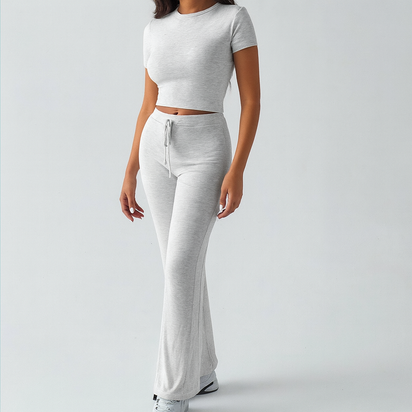 SNWY Women’s Two Piece Lounge Set – Soft Short Sleeve Top & Pants | Casual Loungewear Outfit